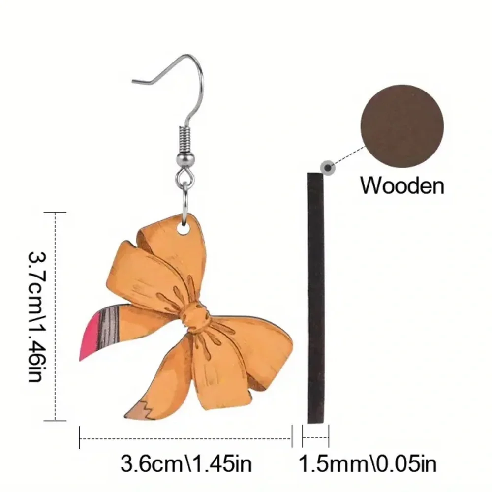 ✏️Host Pick✏️Teacher Pencil Bow Earrings - Picture 3 of 4